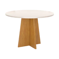 Mesa Redonda De Jantar 90x90cm Slin Mel Com off White Viero