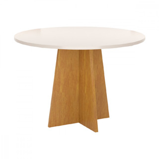 Mesa Redonda De Jantar 90x90cm Slin Mel Com off White Viero em Oferta na Shopee