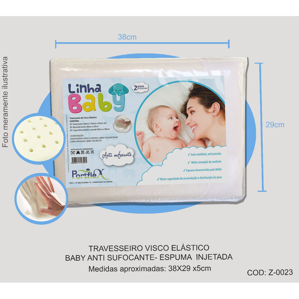 TRAVESSEIRO DE VISCOELASTICO LINHA BABY ANTISUFOCANTE em Oferta na Shopee