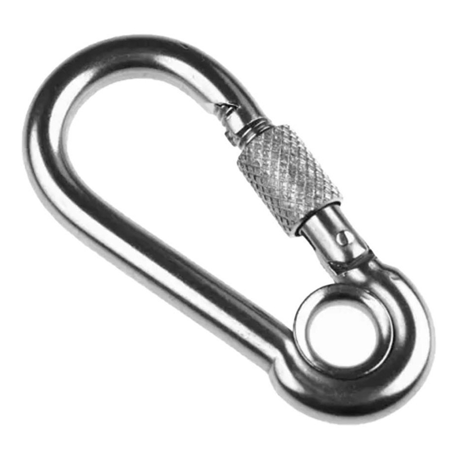 Mosquetão Engate Rápido Aço Inox com Olhal e Trava - 6x60mm