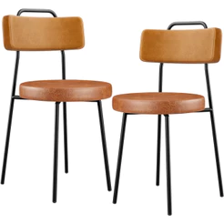 Kit 02 Cadeiras Decorativas Estofada Para Sala Jantar Barcelona L02 Couríssimo Whisky Camel - Lyam