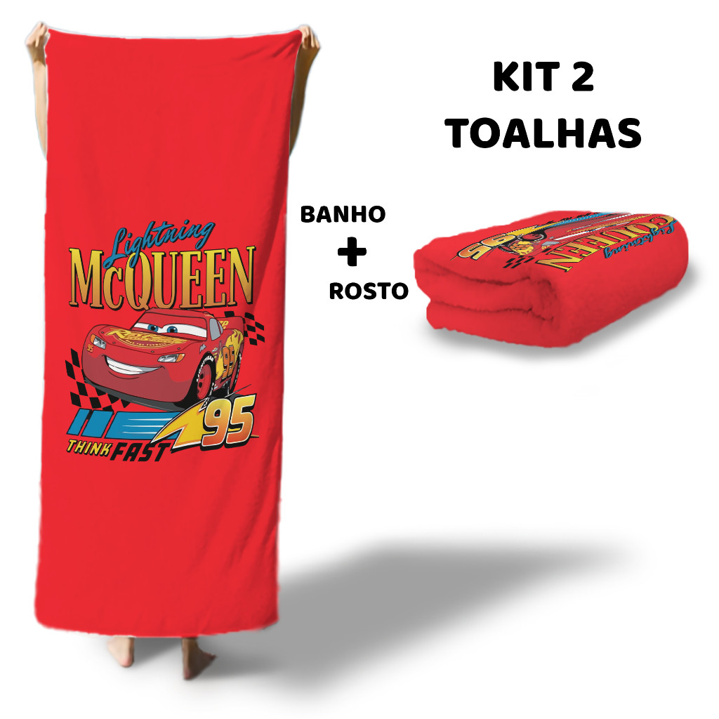 Toalha De Banho E Rosto Boca Lancheira Infantil Carros o filme !! em Oferta na Shopee