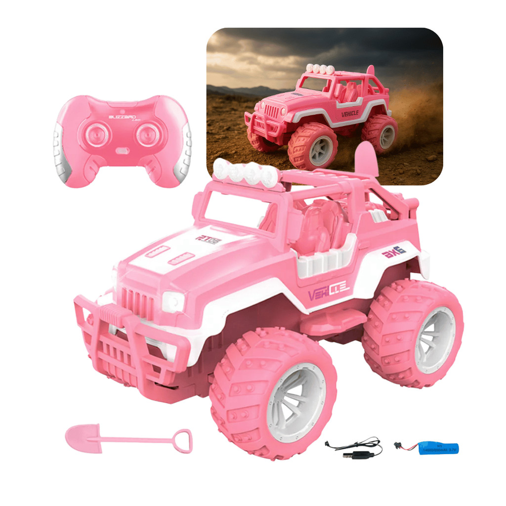 Carrinho Controle Remoto Jipe Rosa Para Menina Recarregável Bateria Off Road Jeep Kizumba em Oferta na Shopee