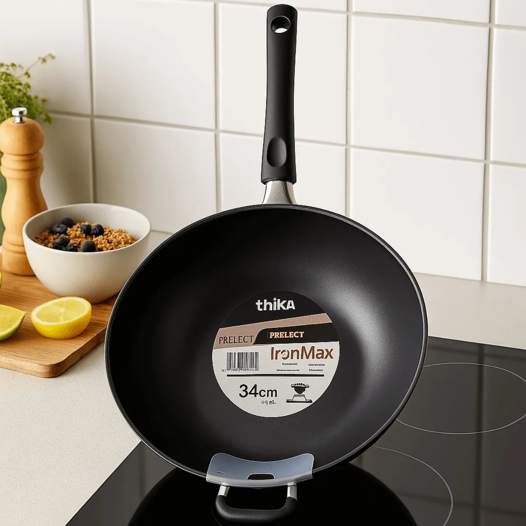 Frigideira Indução Wok Max Antiaderente Não Gruda Tamanho Grande - 34cm Preta