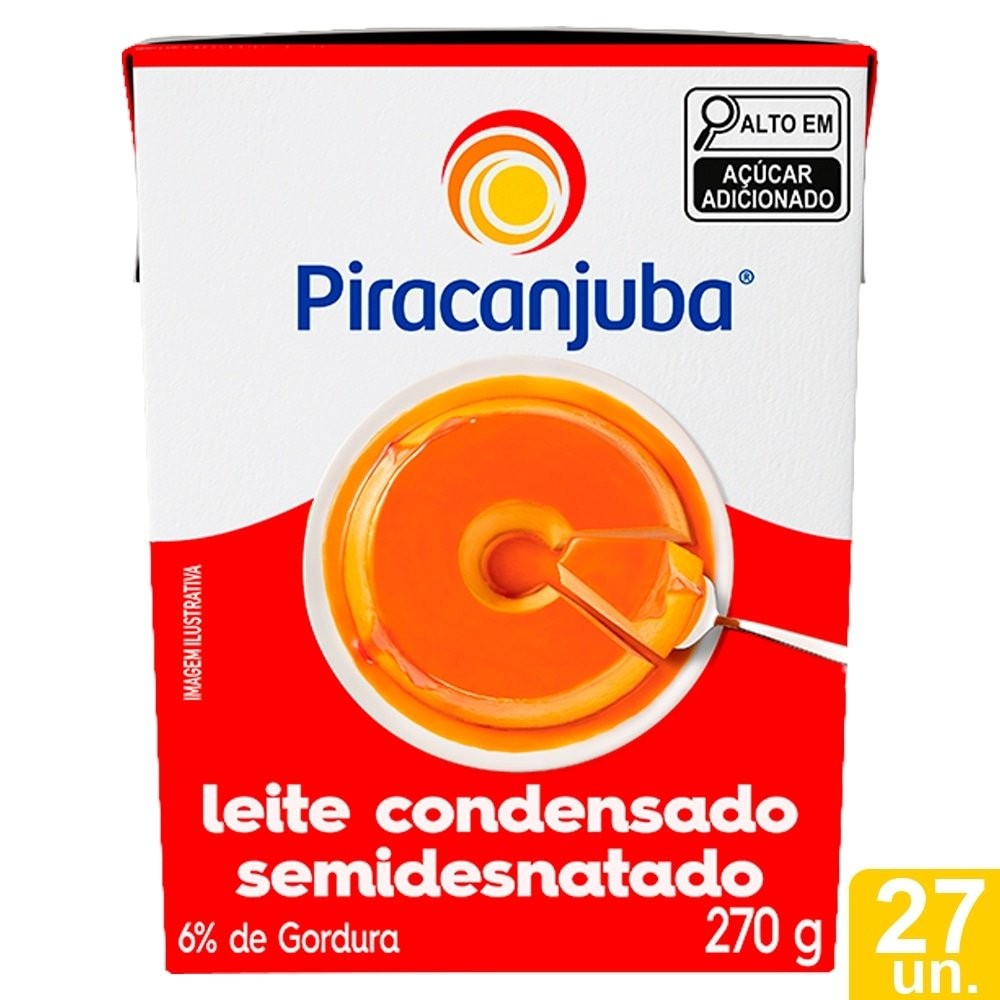 Leite Condensado Piracanjuba Tetra Pack 270g - Embalagem com 27 Unidades