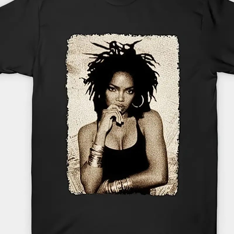 Camiseta Vintage Lauren Hill Com Estampa Geométrica Desgastada Dos Anos 80 E 90 Para Homens E Mulheres