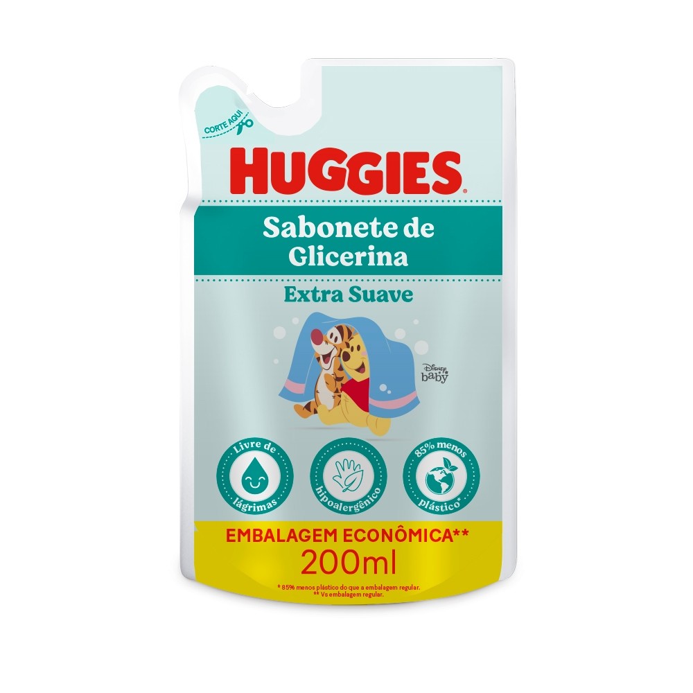 Sabonete Líquido Glicerina Huggies Extra Suave Refil 200 ml em Oferta na Shopee