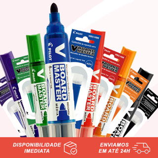 KIT PROMOCIONAL Marcador + Refil Canetão Pincel Para Quadro Branco WBMA V-Board Master Pilot em Oferta na Shopee