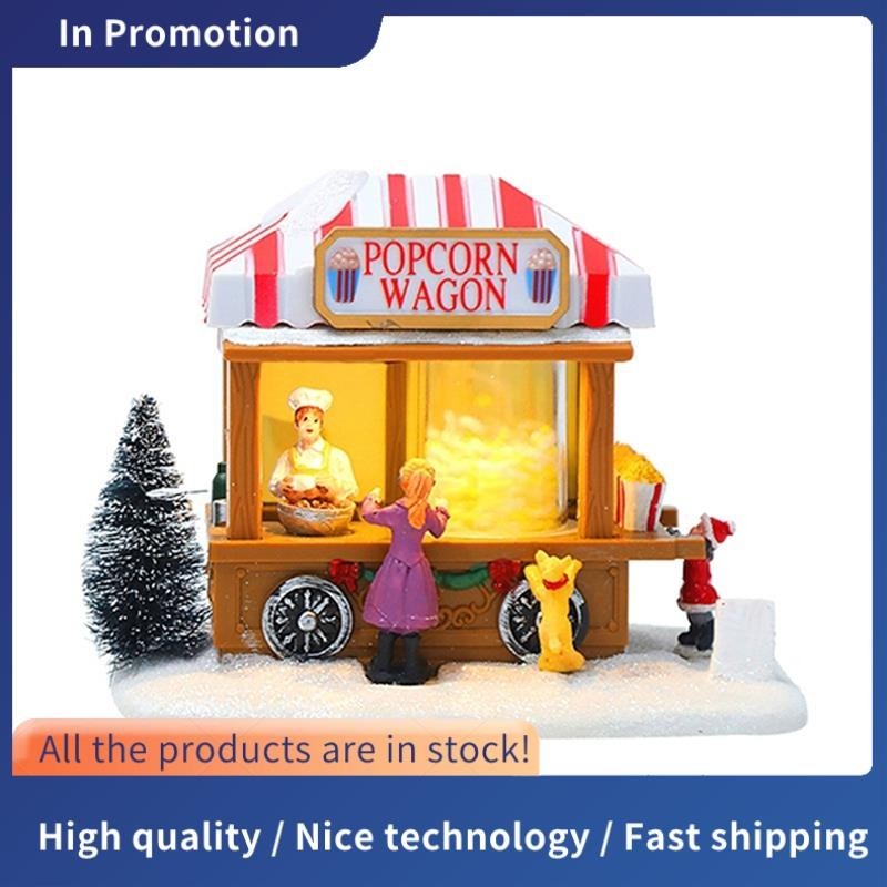 Casas De Natal Iluminadas Por LED Multicoloridas Com Música Casa De Pipoca Da Vila