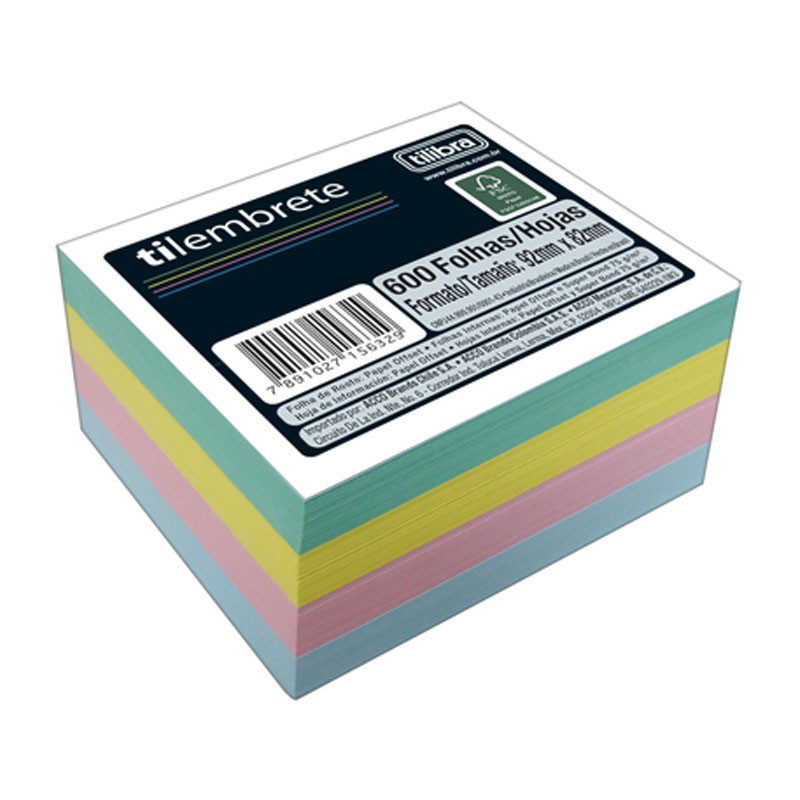 Papel lembrete colorido Tilembrete 600 folhas Tilibra em Oferta na Shopee