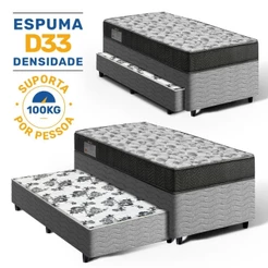 Cama Box Baú com Colchão Espuma D33 Pillow In Anjos Ortosleep + Auxiliar Unique Solteiro 88cm