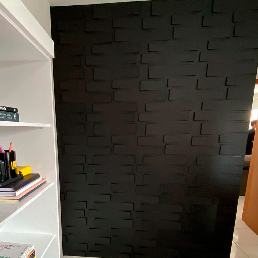 1 Unid Revestimento de Parede Alevante Preto 3D Placa Alto Relevo 50X50cm em Oferta na Shopee