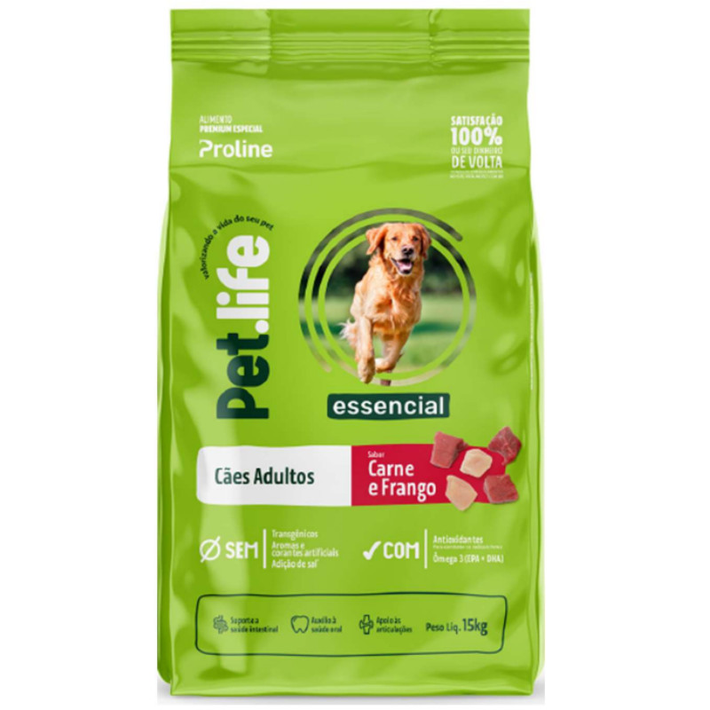 Ração Cães Pet Life Adultos Essencial 15kg — R$ 273,80 em Shopee