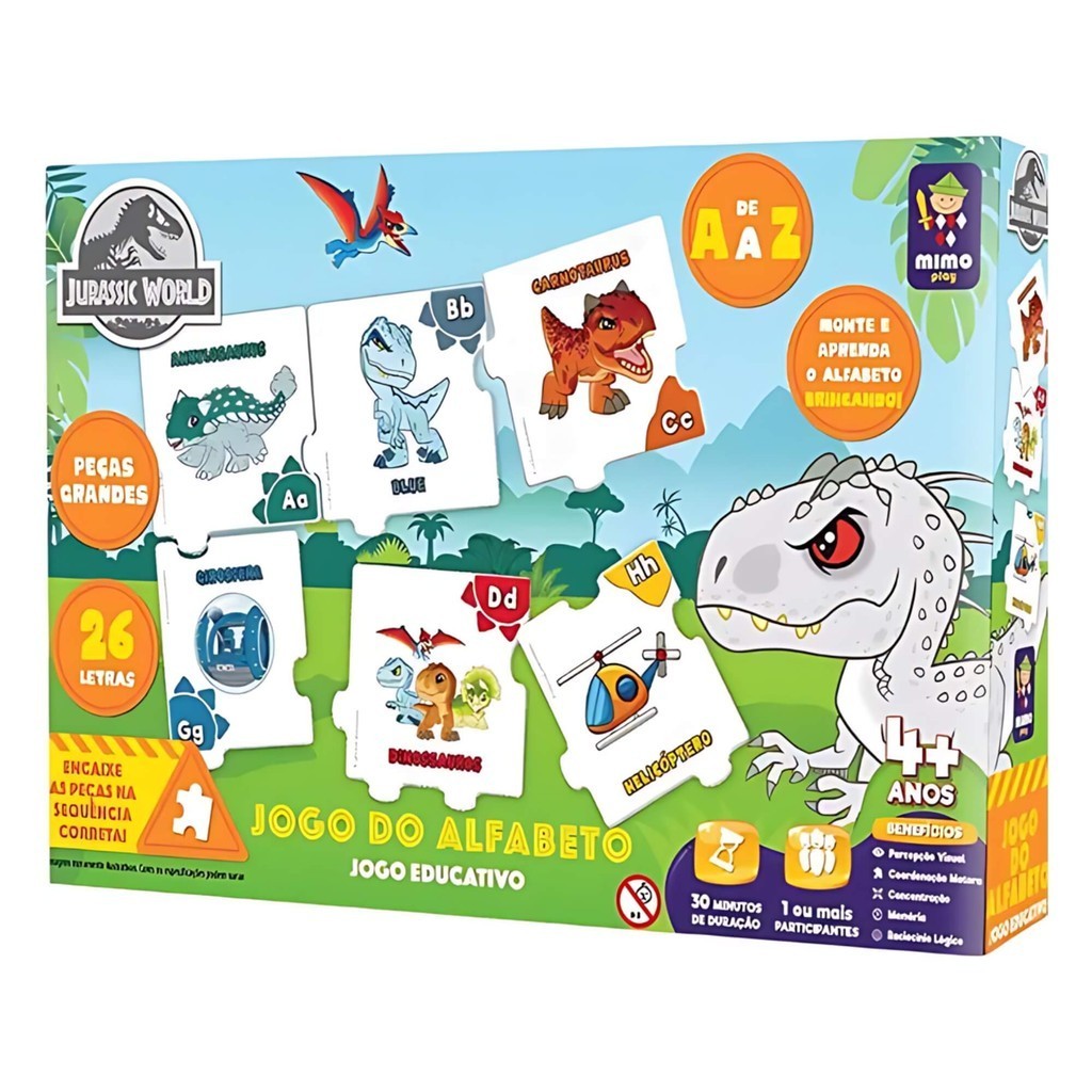 Jogo Educativo das Letras Jurassic World Mimo Toys Infantil Dinossauro Desenvolvimento Presente - Hobbies & Collections