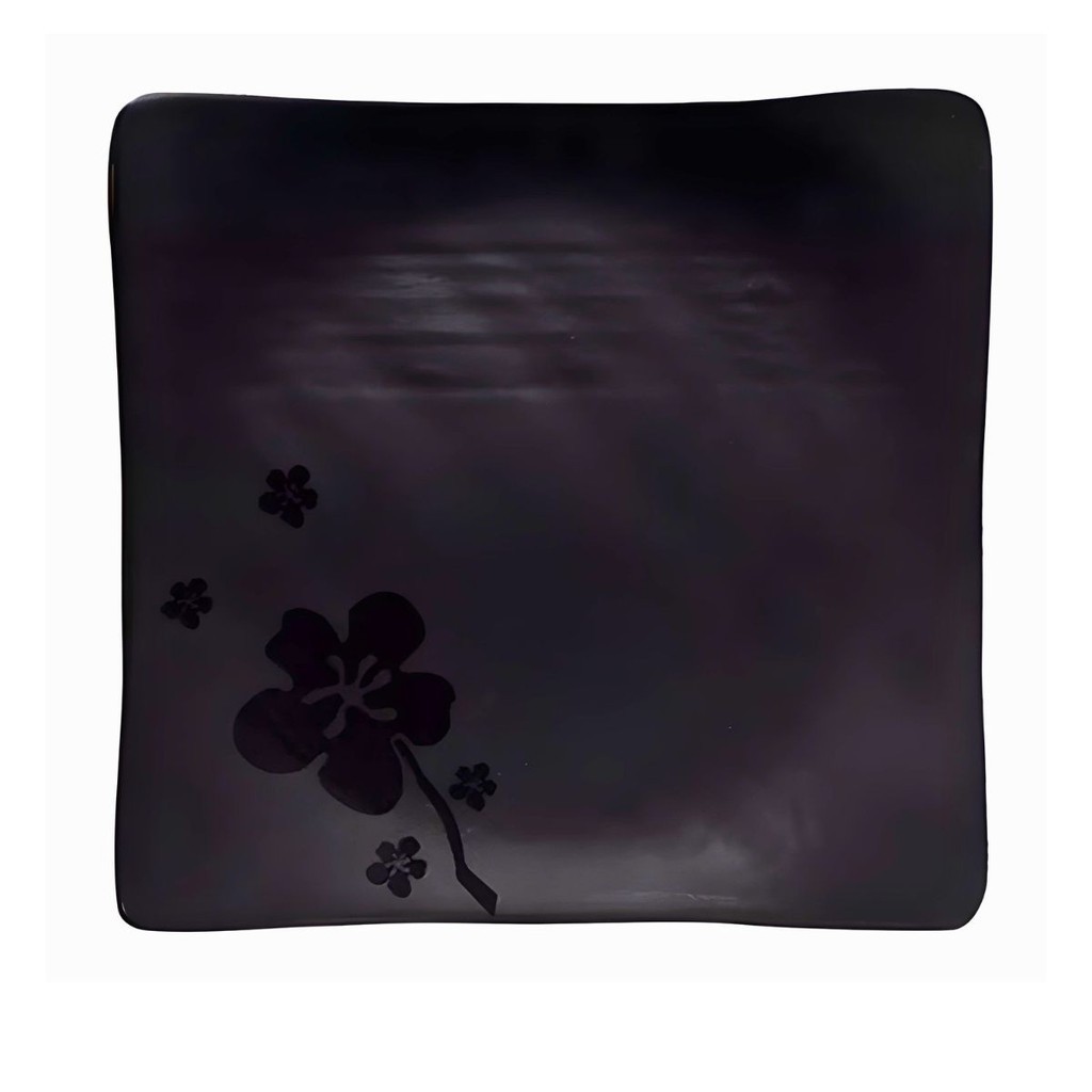 Prato Kanpai Premium Raso Quadrado Preto de Melamina 22,9cm Comida Japonesa - Bestfer