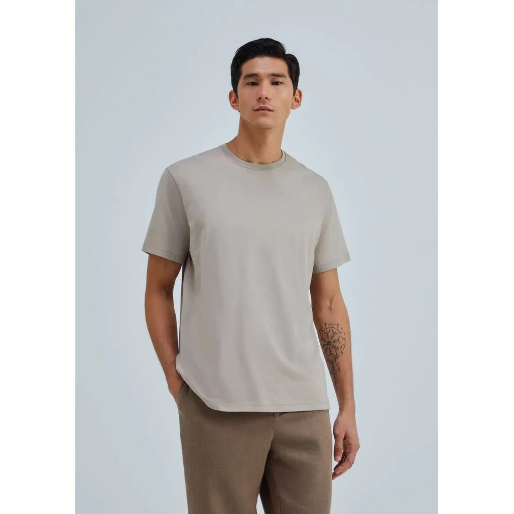 Camiseta Básica Masculina Comfort Super Cotton - Bege P Hering