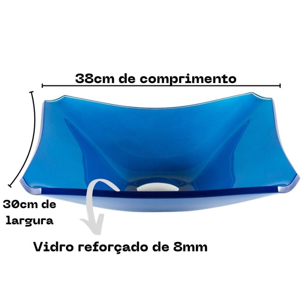Kit Cuba de Vidro Retro 38cm + Válvula Click Inox