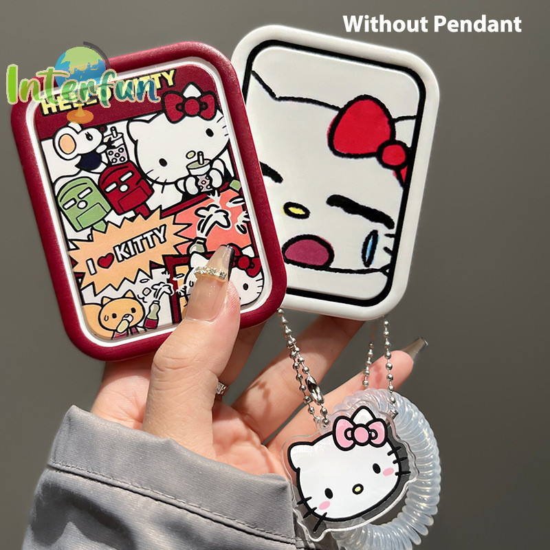 [InterfunB] Sanrio Cartoon Hello Kitty Mini Maquiagem Dobrável Espelho De Duas Faces Portátil Criativo Fofo Para Meninas [Novo]