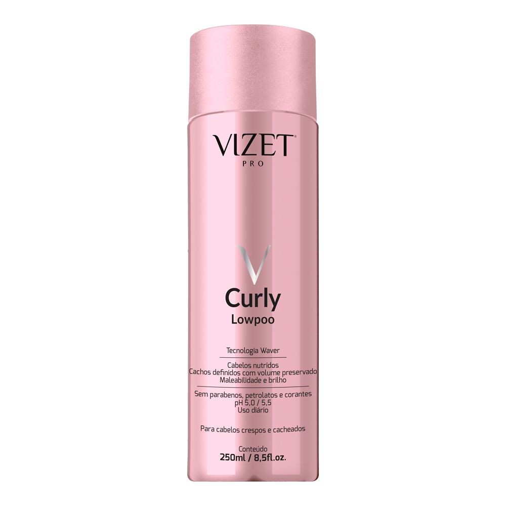 Shampoo Low Poo Cabelos Crespos e Cacheados Curly Vizet 250ml