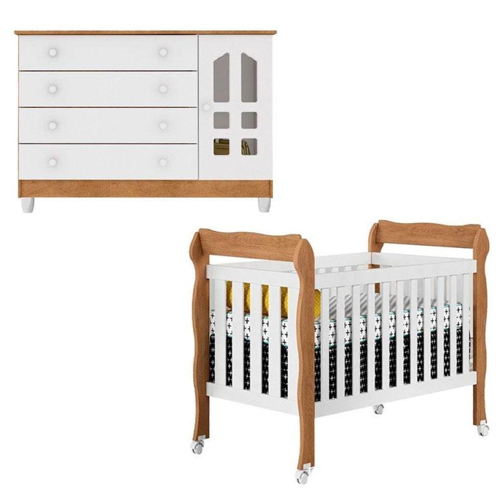 Berço Americano Lila E Cômoda Gran Selena Branco Acetinado Amadeirado - Carolina em Oferta na Shopee