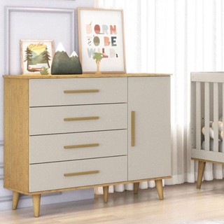 Cômoda Infantil Ambiente Ludmila Off White Bétula - Carolina Baby em Oferta na Shopee