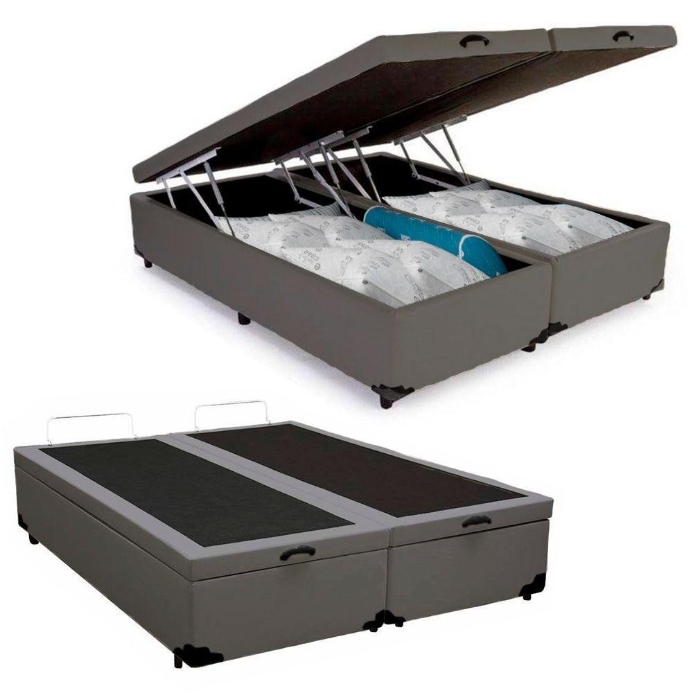 Cama Box Baú Queen Bipartido Sintético Sereneprime Cinza 158x198x44 - Home & Living