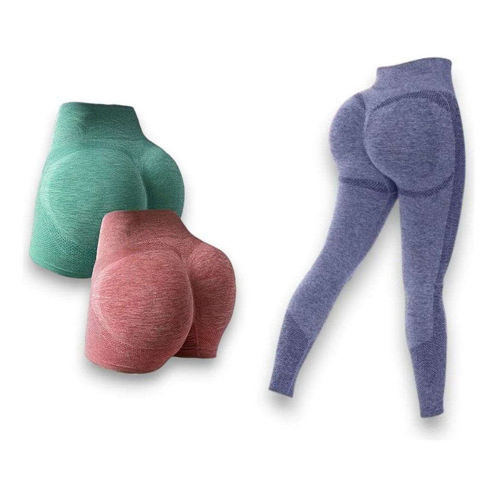 Kit 2 Short Empina Bumbum e 1 Calça Legging Academia Levanta Bumbum Fitness de Brinde Modelo Cintura Alta Sem Costura Não Fica Transparente