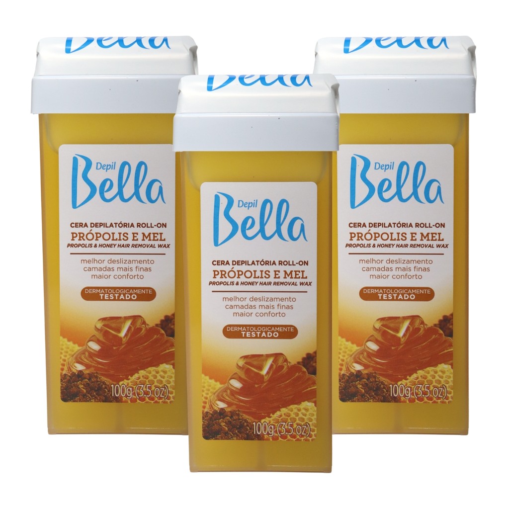 Kit 3 Ceras Roll-on Depilatória Própolis E Mel Depil Bella em Oferta na Shopee