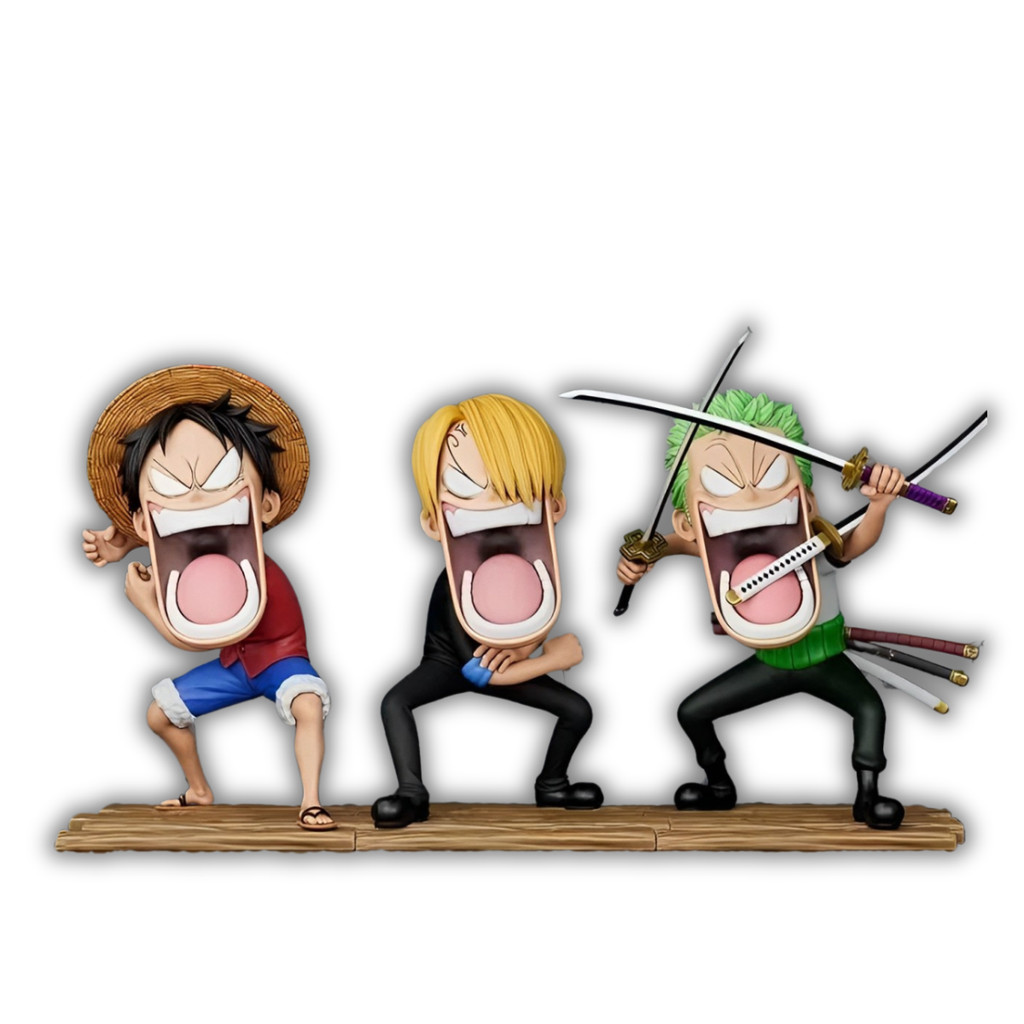 bonecos estatueta action figure one piece luffy zoro sanji bravos