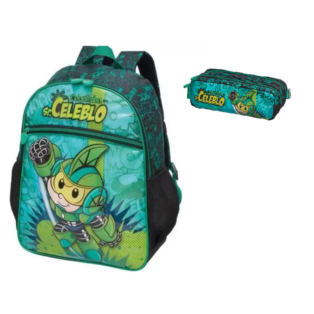 Kit Mochila Grande Costas E Estojo Cebolinha Celeblo em Oferta na Shopee