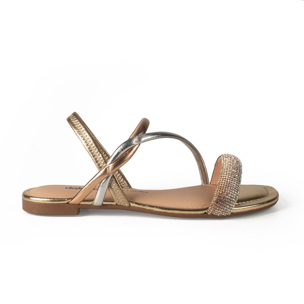 Sandália Dakota Rasteira Metalizada Y7711 - Women Shoes