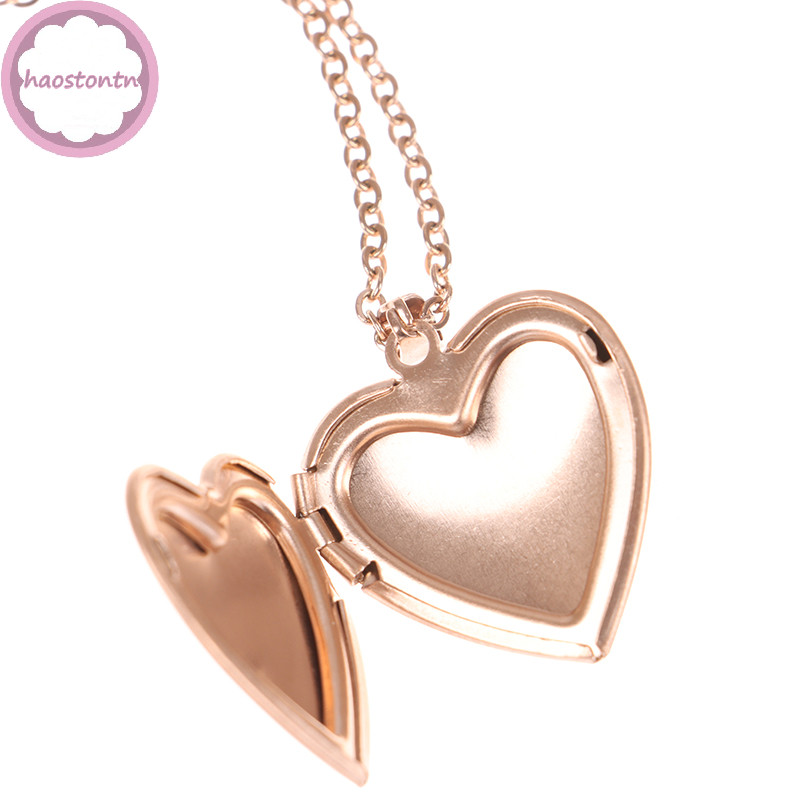 Haostontn Love Heart Locket Pendants for Women Homens Colar De Fotos Com Moldura Aberta BR