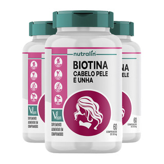 Kit 3x Biotina Nutralín Cabelo Pele e Unha 60 comp. em Oferta na Shopee