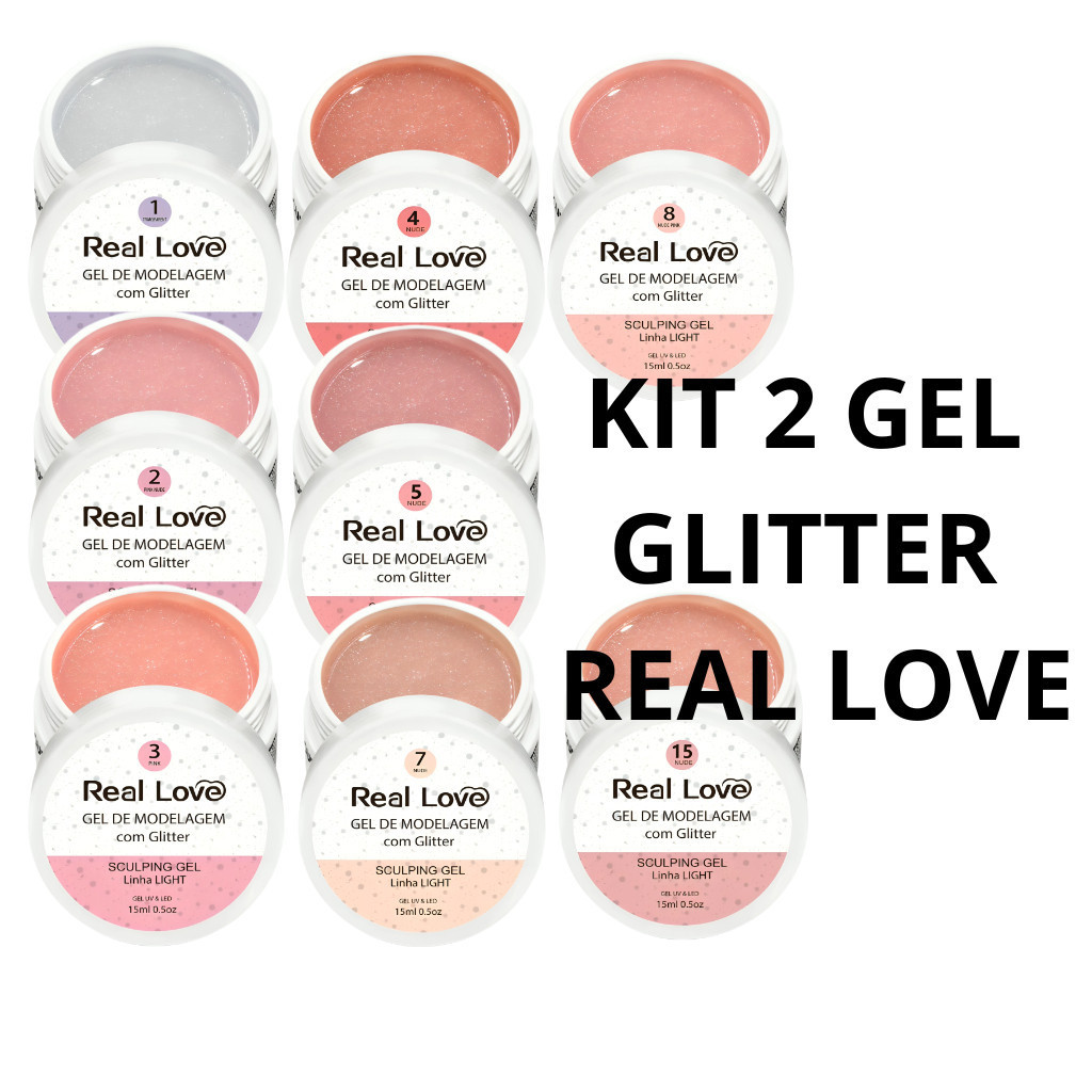 Kit 2 Gel Sculpting Com Glitter - Gel Uv/Led 15ml - Real Love em Oferta na Shopee