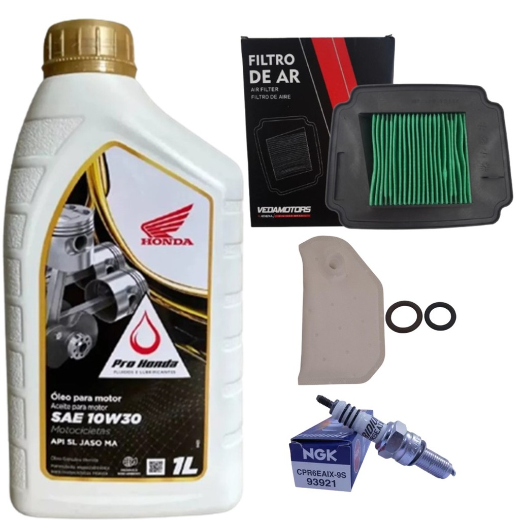 Revisão Biz 110 16 Á 24 Filtro Ar, Vela Iridium, Refil, Óleo