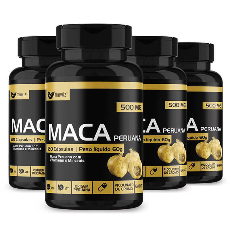 KIT 4 MACA PERUANA + VIT C SELÊNIO ZINCO 120 Cáps MUWIZ