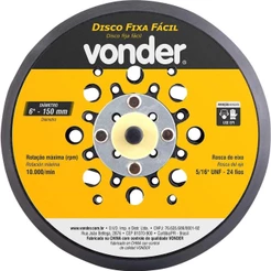 Disco Fixa Fácil 150mm Para Lixadeira LRV350B Vonder