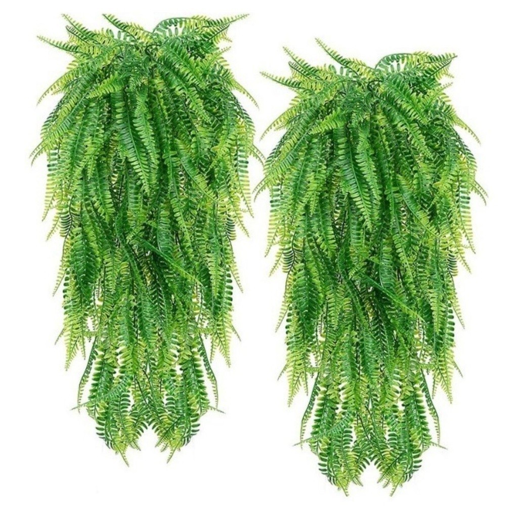 kit 2 Samambaia Artificial 75cm Pendurada Verde toque real
