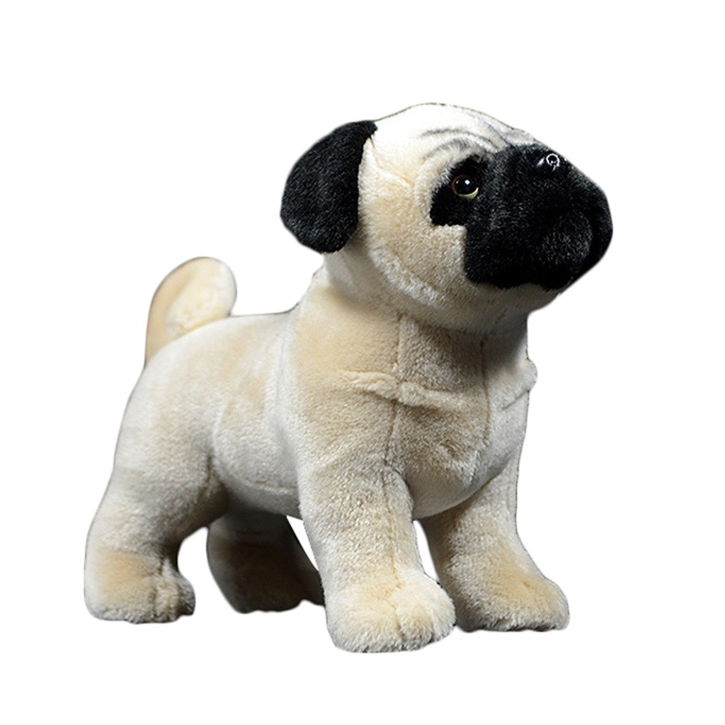 11 Polegada Animal De Pelúcia Pug , Realista Bege Brinquedo Bonito Filhote De Cachorro Pet Boneca Decoração Para Casa Pr
