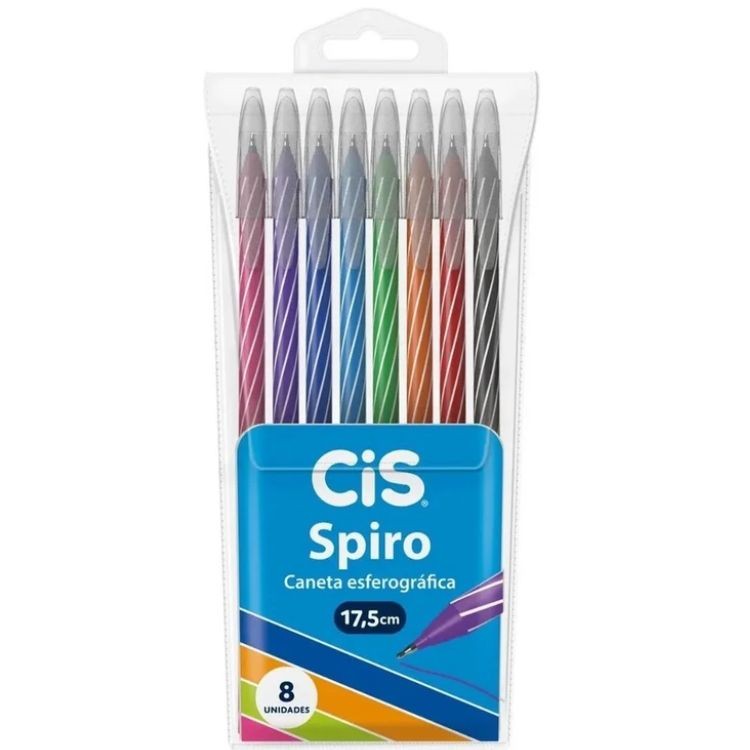 Estojo Caneta Esferográfica Spiro 0.7mm C/8 Cores CIS