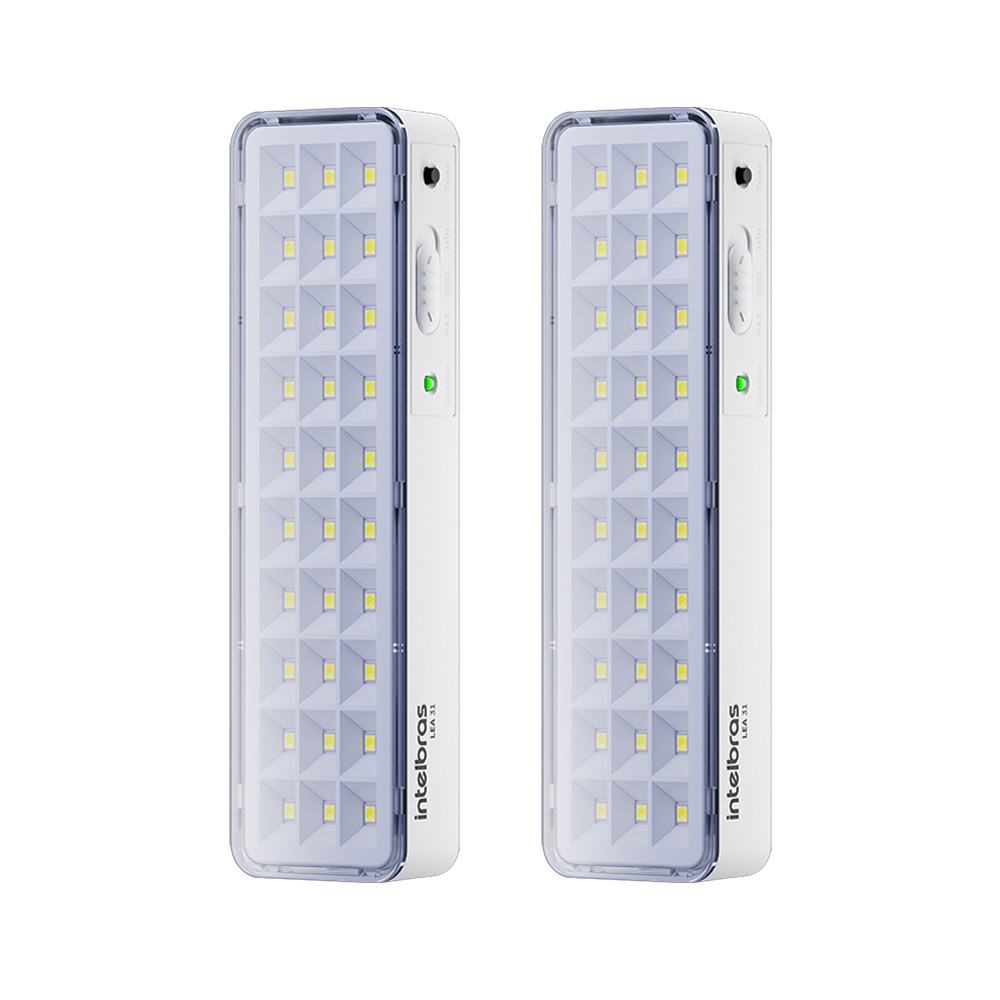 Kit 02 Luminárias de Emergência Led Intelbrás Autônoma Lea 31 com 30 Leds Branco Bivolt em Oferta na Shopee