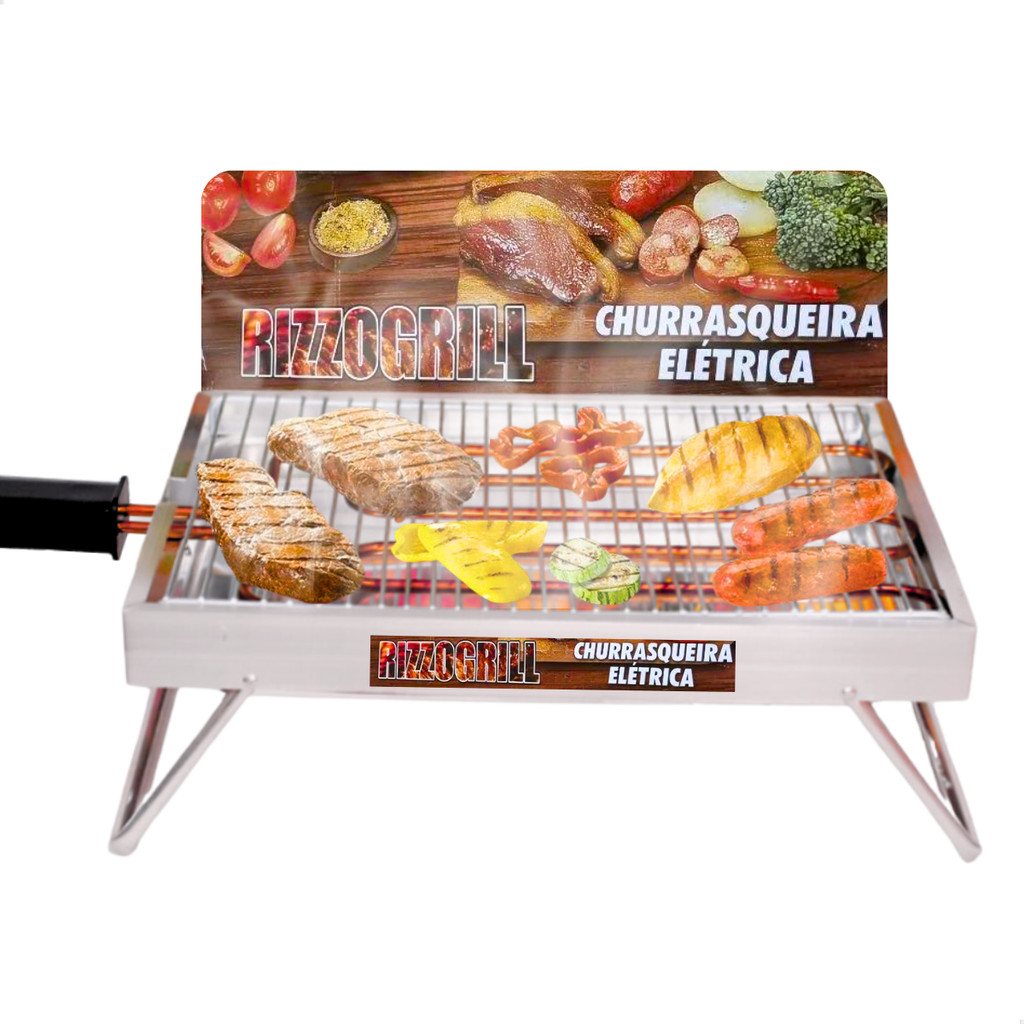Churrasqueira Elétrica de Mesa Rizzogrill 1 Gourmet Anti-fumaça e Bandeja Removível 110V - 220V