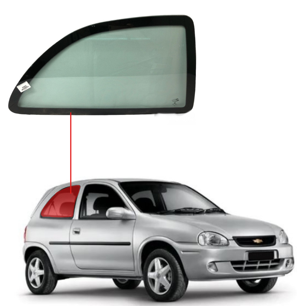 Vidro Janela Lateral Traseiro Fixo Corsa Wind 2 PT  Direito