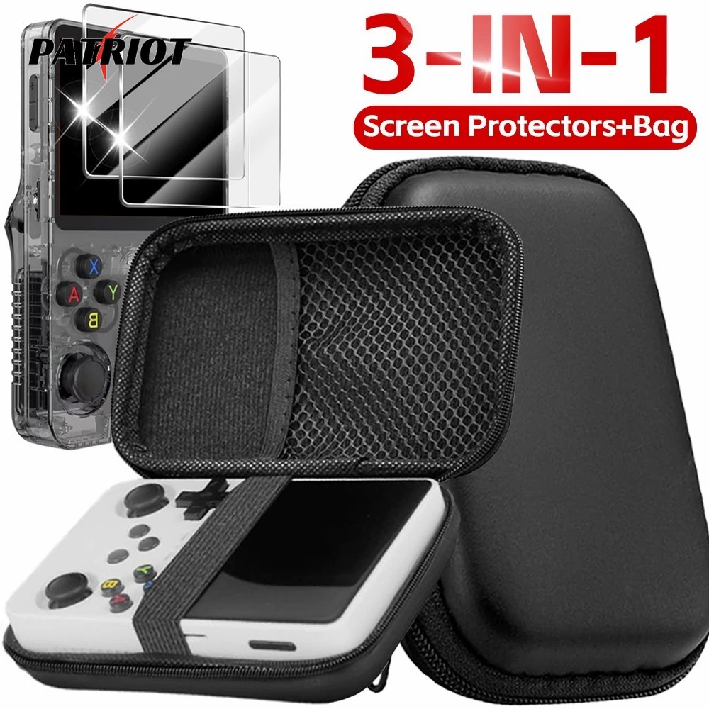 Conjunto Protetor 3 Em 1 Para Console De Jogos R36S-Estojo De Armazenamento E Protetores De Tela De Vidro Temperado Portátil De EVA Com Zíper Rígido-Bolsa Protetora Transporte Filmes em Oferta na Shopee