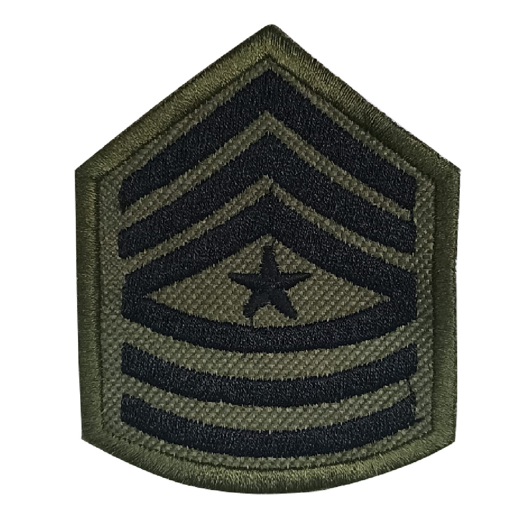 Patch Bordado Divisa 1° sargento Verde Preto Air Soft - CARRAPICHO
