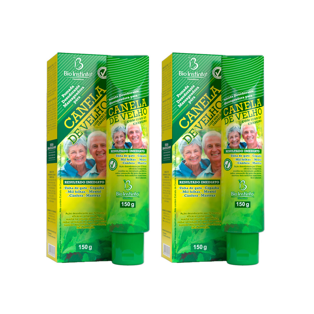 Kit 2un Pomada Massageadora Canela De Velho com Sebo de Carneiro Bio Instinto - 150g
