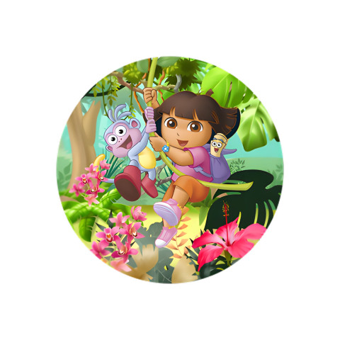 NOVO Painel Festa Infantil Redondo Dora Aventureira, Mochila Roxa + Arco, Suporte incluso. Fazemos personalizado com qualquer tema. Confeccionado em Lona fosca, impressão de alta resolução. cenário , p/ Decoração