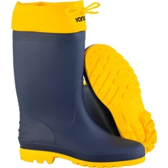 Bota PVC 37/38 Azul/Amarela Cano Médio Polaina Sem Forro Vonder