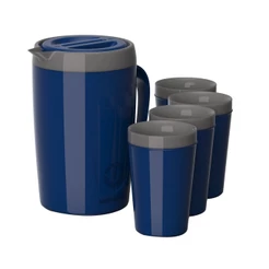Jarra Térmica Caribe 2l e 4 Copos Térmicos Suco/Água Azul