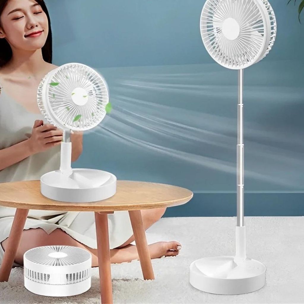 Ventilador Portátil Dobrável 4 Velocidades Recarregável USB Retrátil Mesa Coluna Forte Silencioso